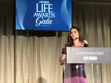 Lila Rose, founder of Live Action, addresses the 2021 Live Action Life Awards Dinner at Dana Point, California; Aug. 21, 2021